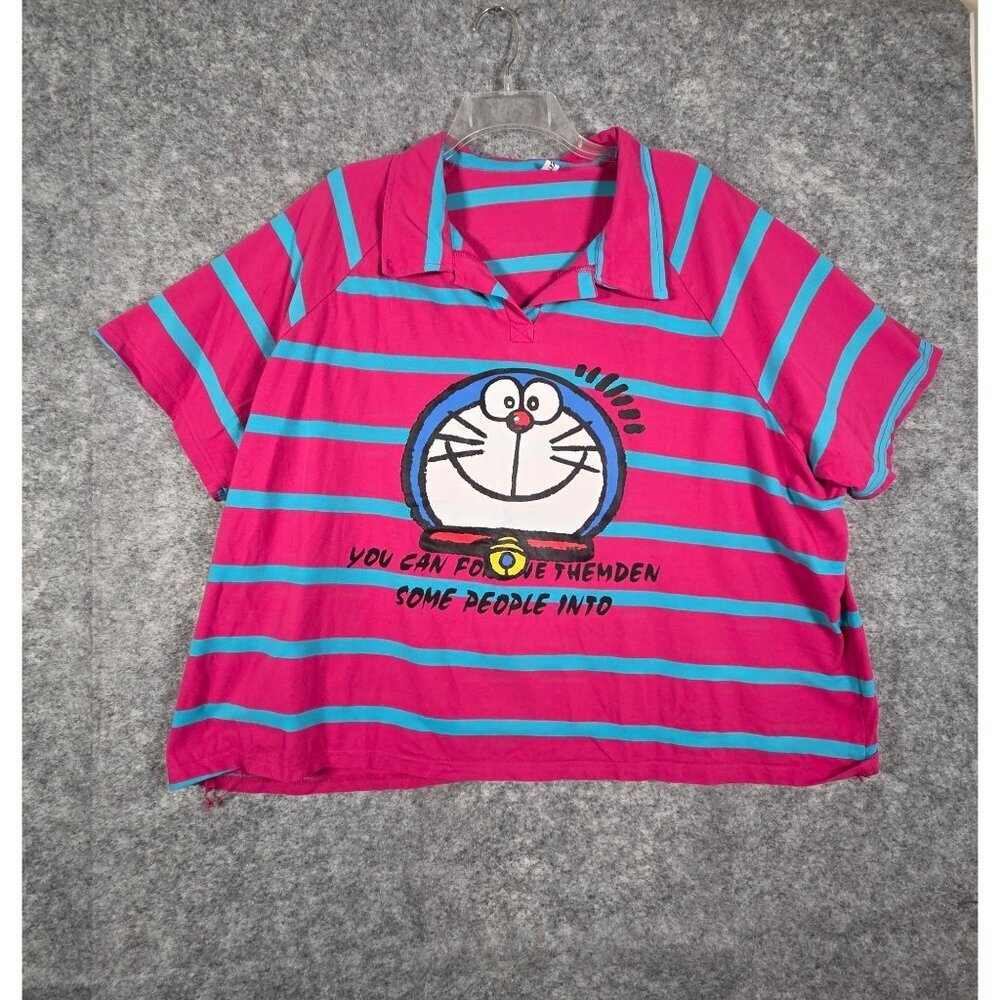 Sweet Women's Two-Piece Pajama Set Pink  blue stripes Size M